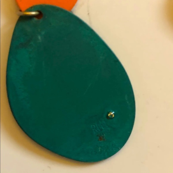 Robert Lee Morris Soho Double Drop Earrings Orange & Green Patina NIB - Picture 6 of 9